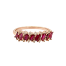 Diagonal Baguette Ruby & Round Diamond Band