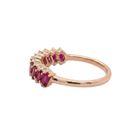 Diagonal Baguette Ruby & Round Diamond Band