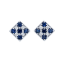 Square Sapphire & Diamond Studs