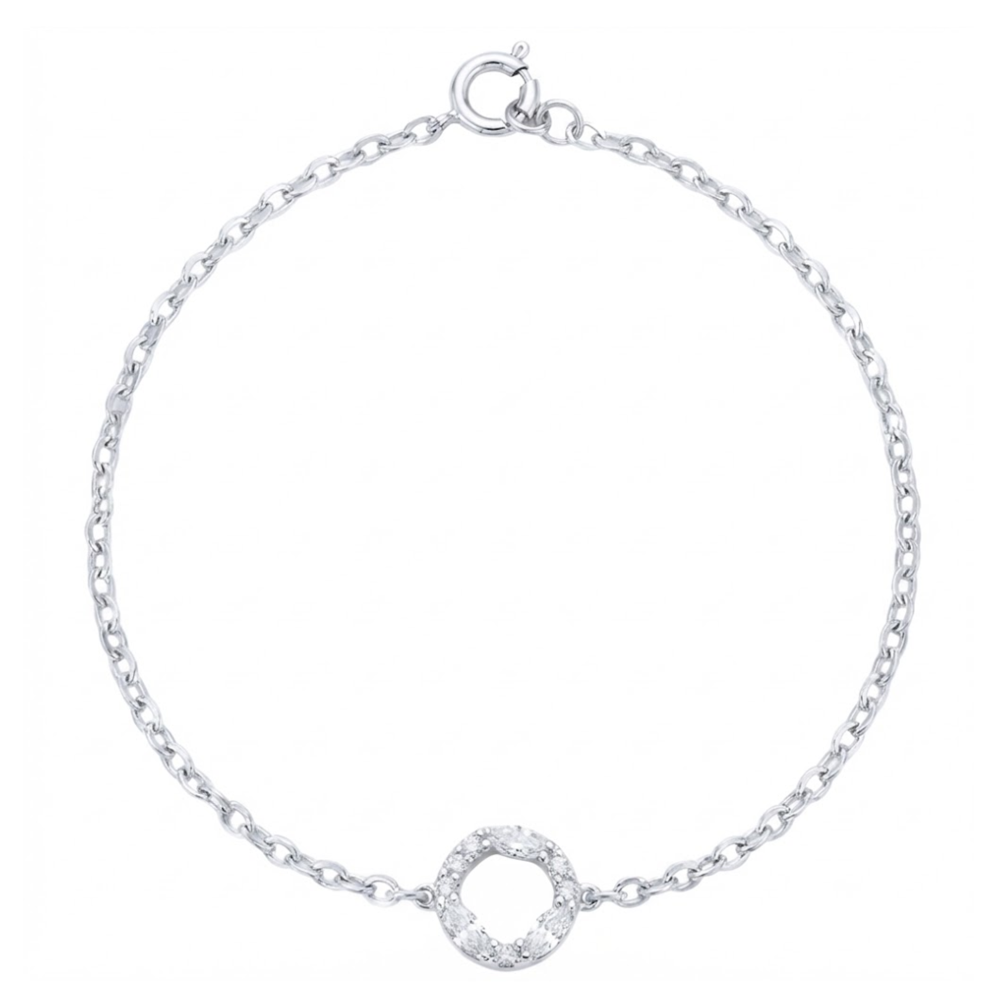 Open Circle Marquise & Round Diamond Bracelet