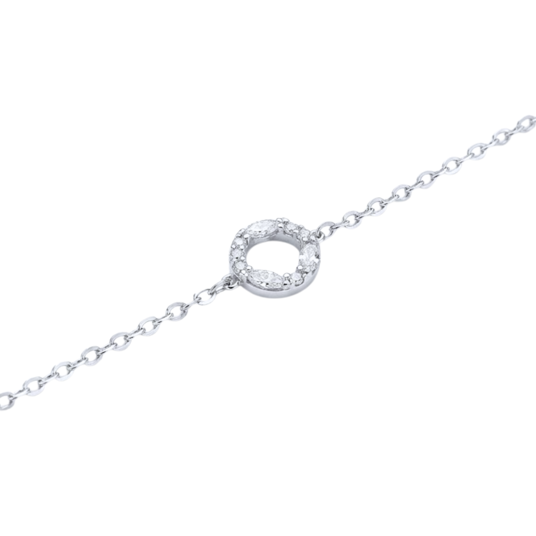 Open Circle Marquise & Round Diamond Bracelet