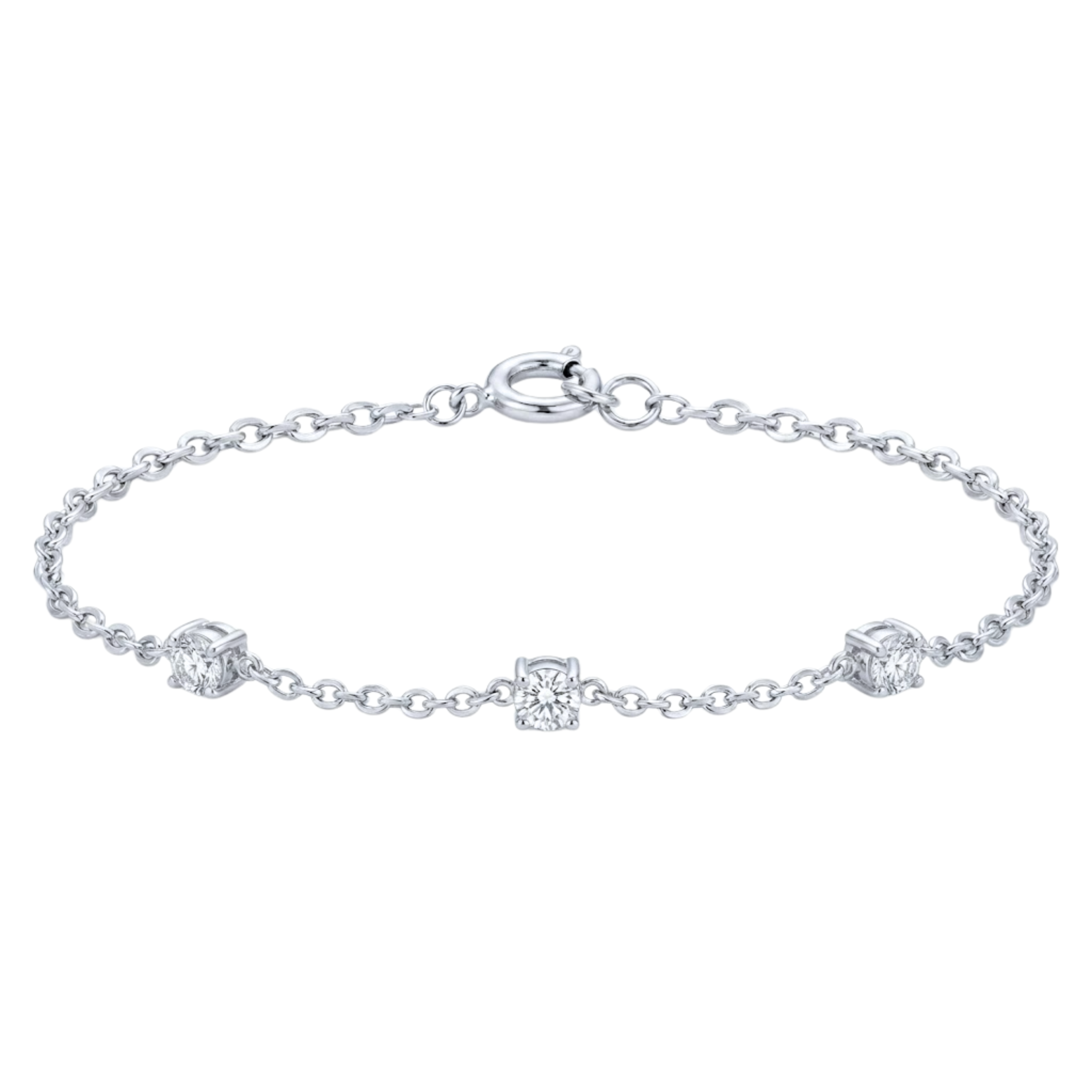 Three Station Round Diamond Bracelet