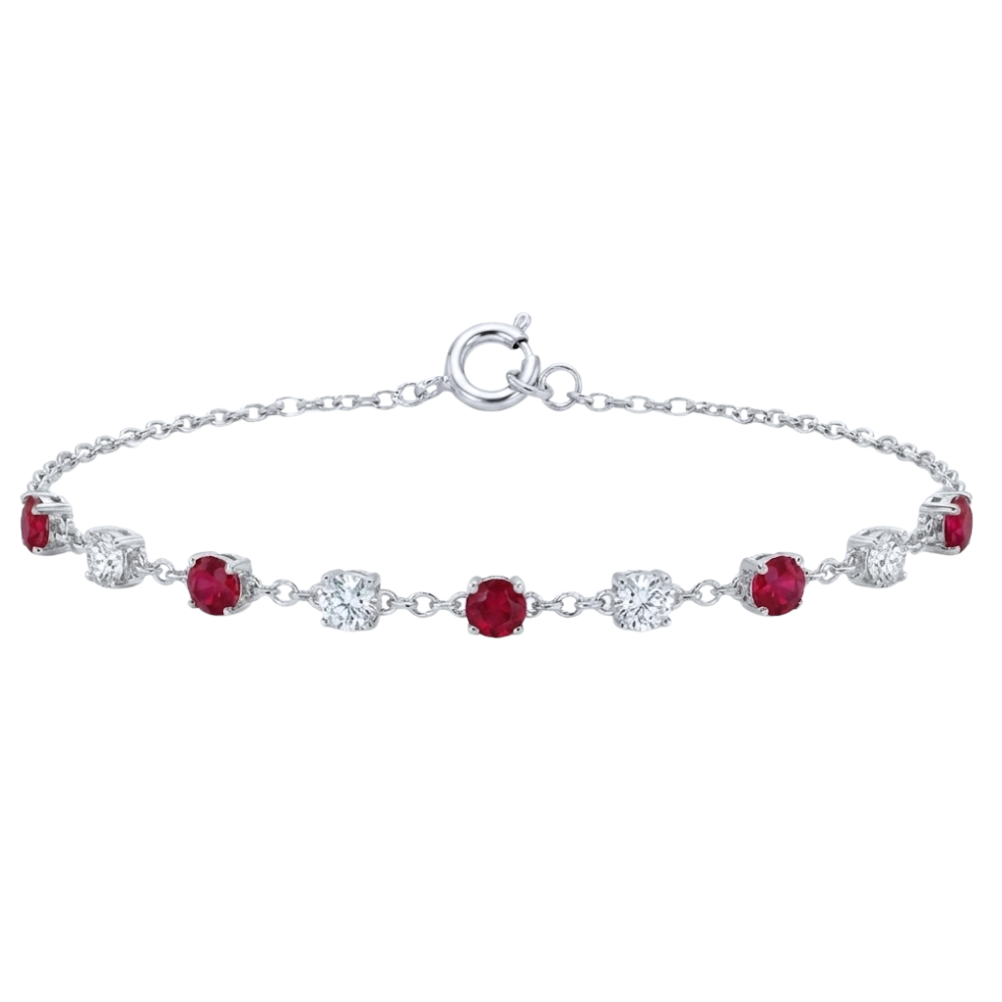 Nine Station Round Ruby & Diamond Bracelet