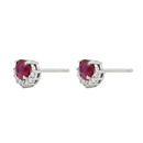 Oval Ruby & Half Diamond Halo Studs
