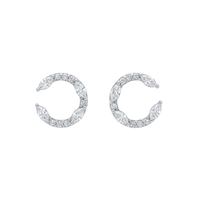 Marquise & Round Diamond Open Hoop Earrings