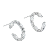 Marquise & Round Diamond Open Hoop Earrings