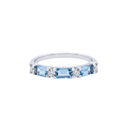 Baguette Aquamarine & Round Diamond Band