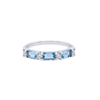 Baguette Aquamarine & Round Diamond Band
