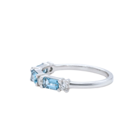 Baguette Aquamarine & Round Diamond Band
