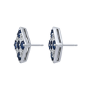 Square Sapphire & Diamond Studs