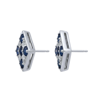 Square Sapphire & Diamond Studs