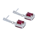 Princess-Cut Ruby & Diamond Drop Earrings