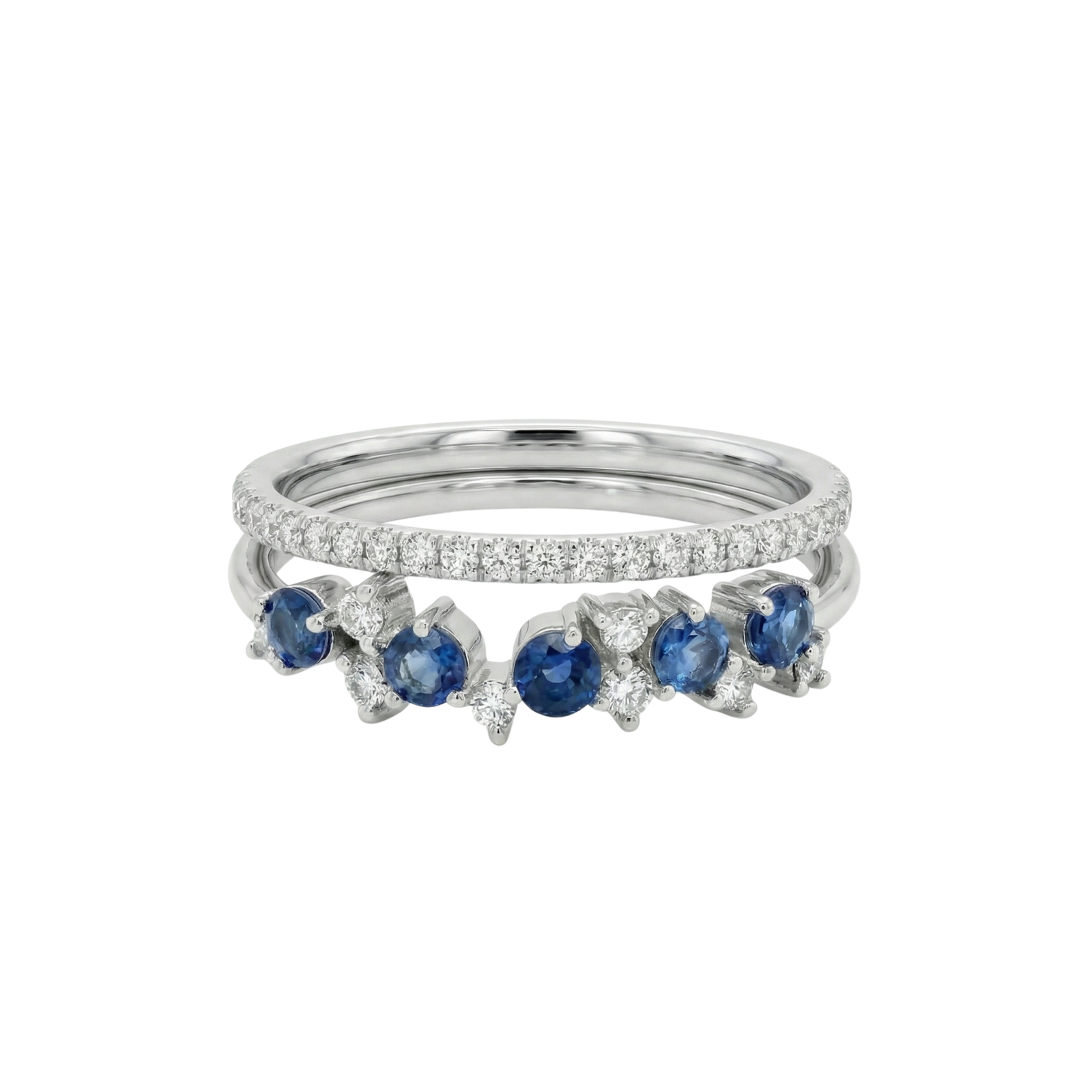 Double Stacklable Diamond & Sapphire Ring