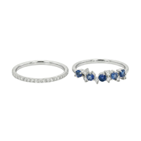 Double Stacklable Diamond & Sapphire Ring