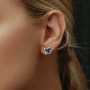 Floral Sapphire & Diamond Earrings in Yellow Gold