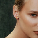 Orange Sapphire & Diamond Halo Studs