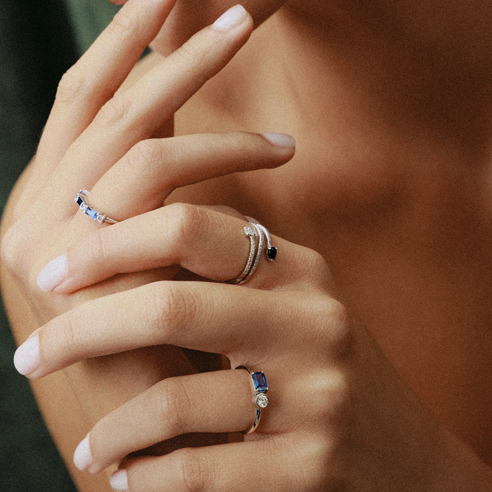 Twisted Diamonds & Sapphire Ring