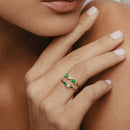 Diamond & Emerald Leaf Ring