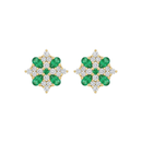 Pear Emerald & Diamond Cluster Studs