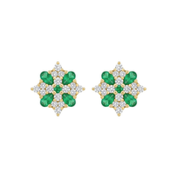 Pear Emerald & Diamond Cluster Studs