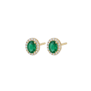 Oval Emerald Studs with Diamond Halo
