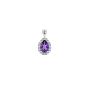 Pear Amethyst & Diamond Halo Pendant Necklace
