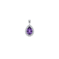 Pear Amethyst & Diamond Halo Pendant Necklace
