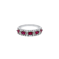 Marquise Ruby & Round Diamond Triple Band