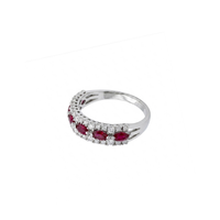 Marquise Ruby & Round Diamond Triple Band