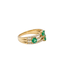 Triple Round Emerald & Diamond Ring