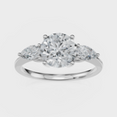Round Cut with Pear Side Stones Ring– Diamonds