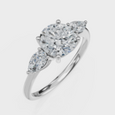 Round Cut with Pear Side Stones Ring– Diamonds