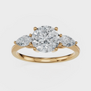 Round Cut with Pear Side Stones Ring– Diamonds