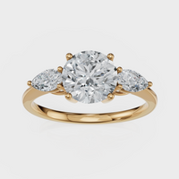 Round Cut with Pear Side Stones Ring– Diamonds