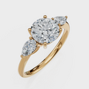 Round Cut with Pear Side Stones Ring– Diamonds