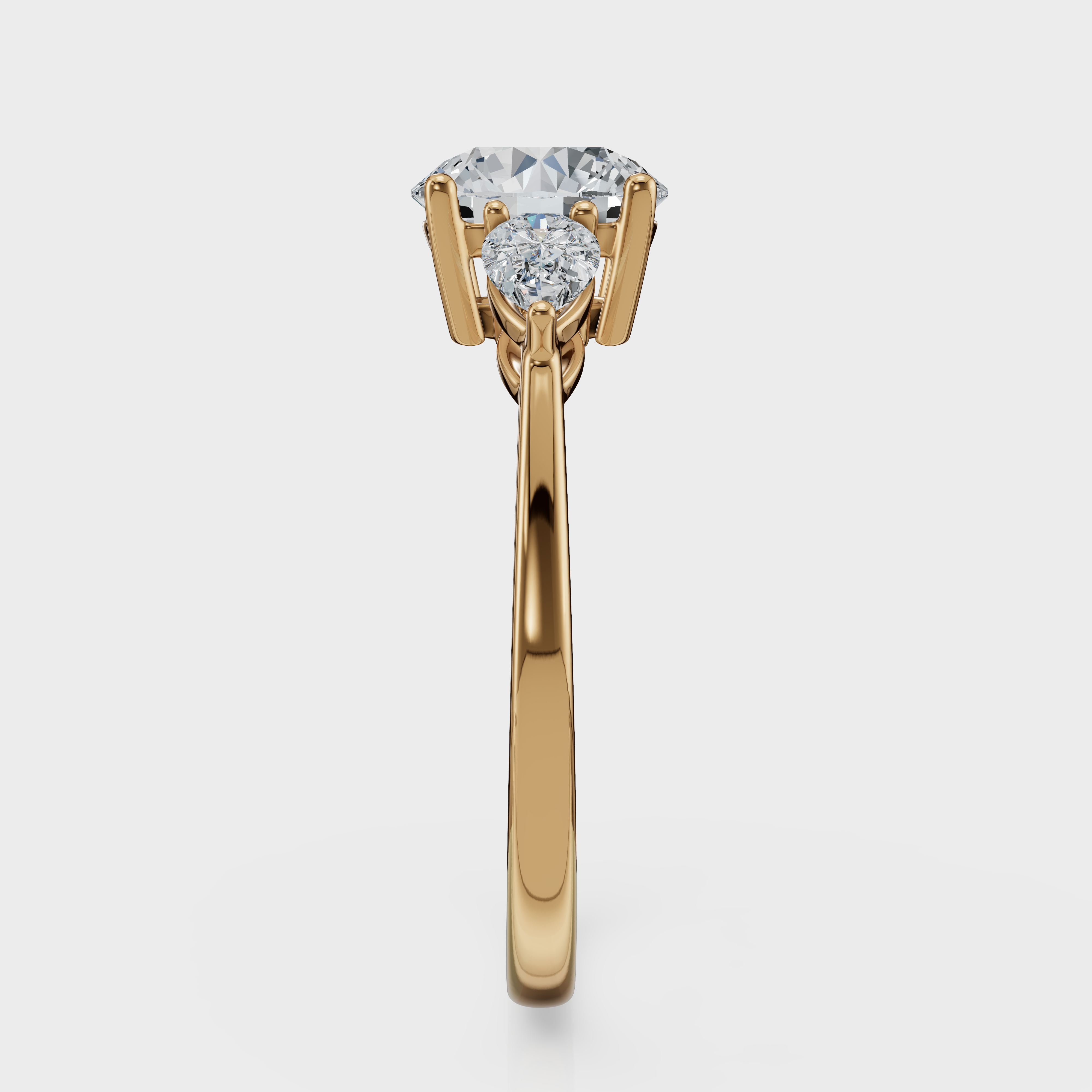 Round Cut with Pear Side Stones Ring– Diamonds
