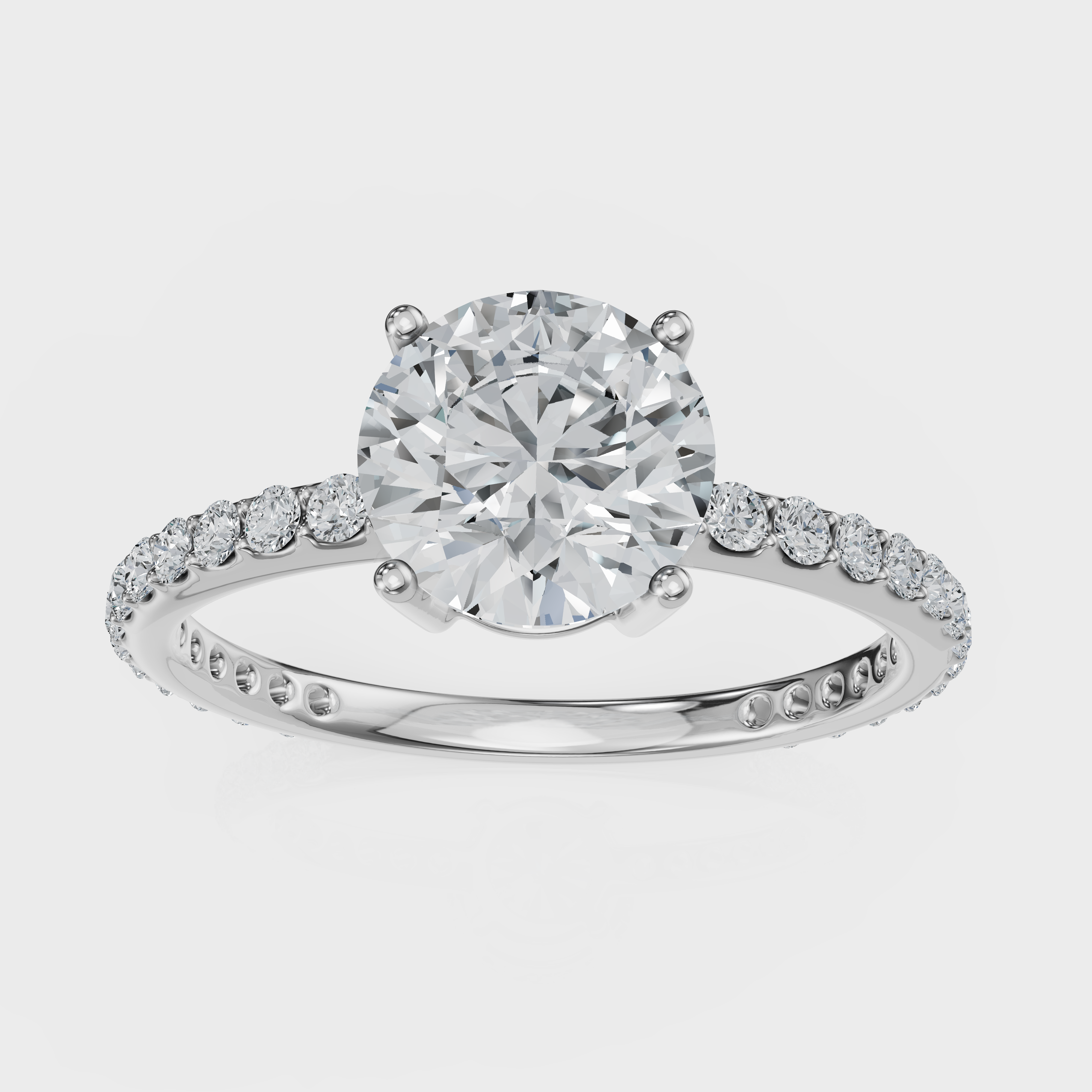 Round Cut with Pavé Band Ring– Diamonds
