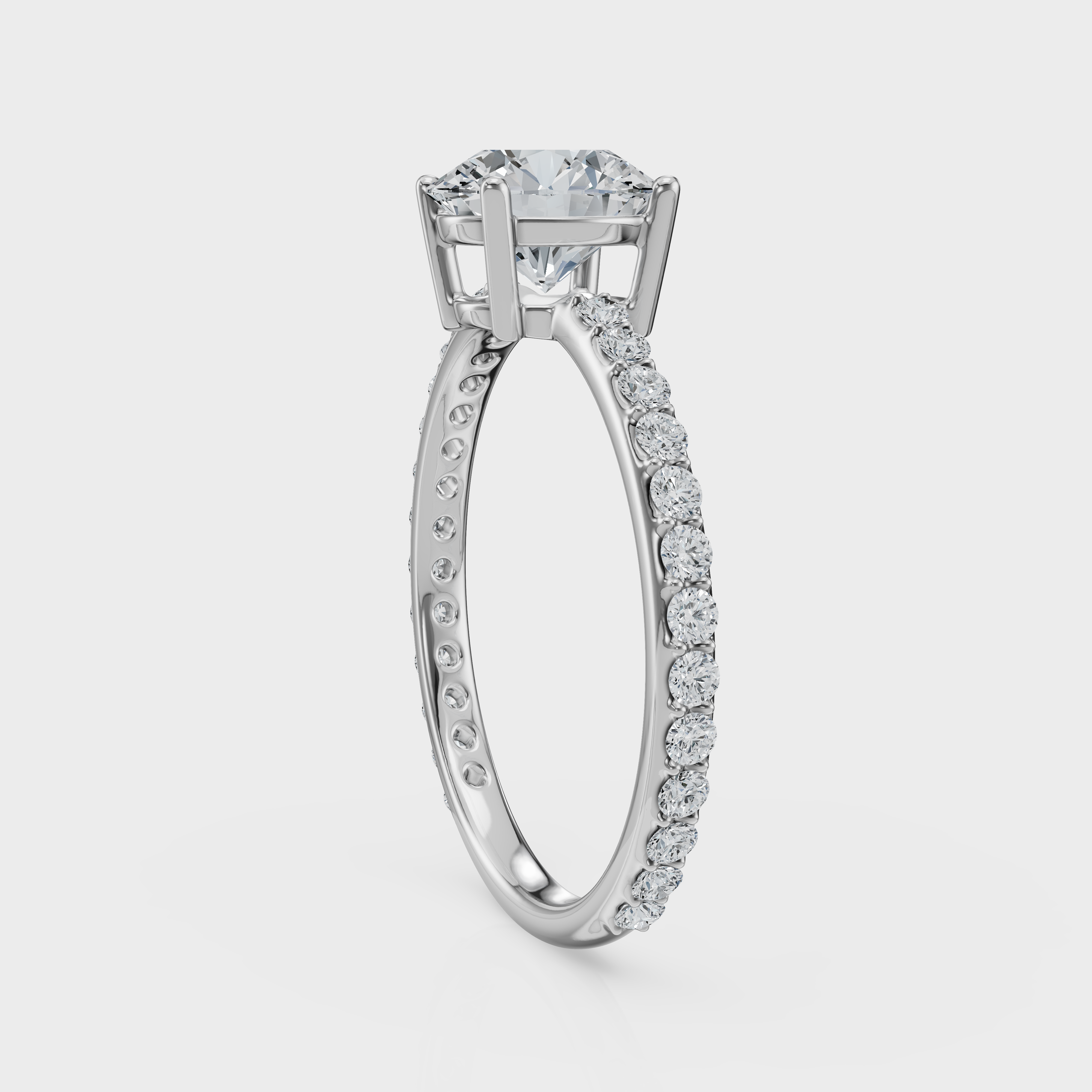 Round Cut with Pavé Band Ring– Diamonds