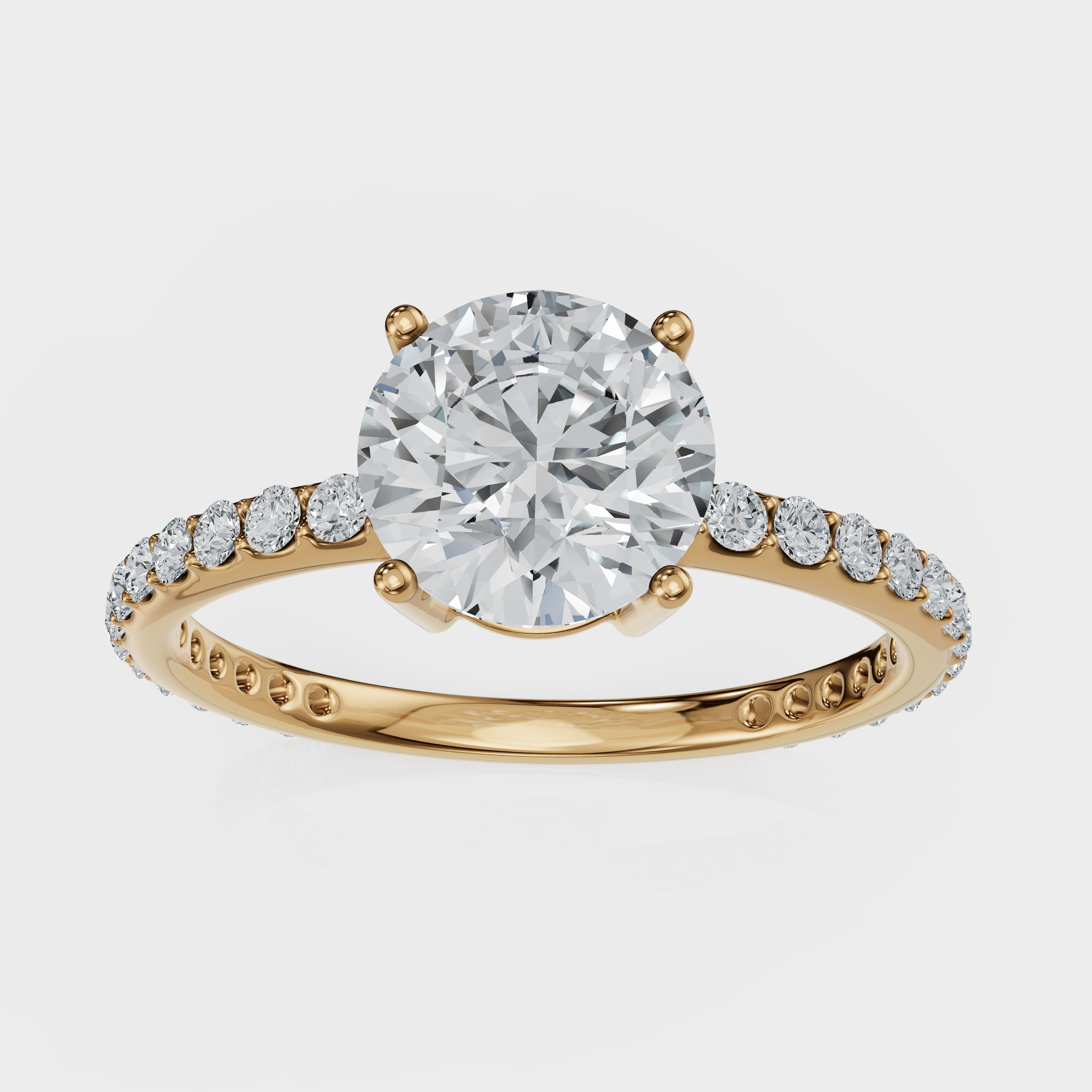 Round Cut with Pavé Band Ring– Diamonds
