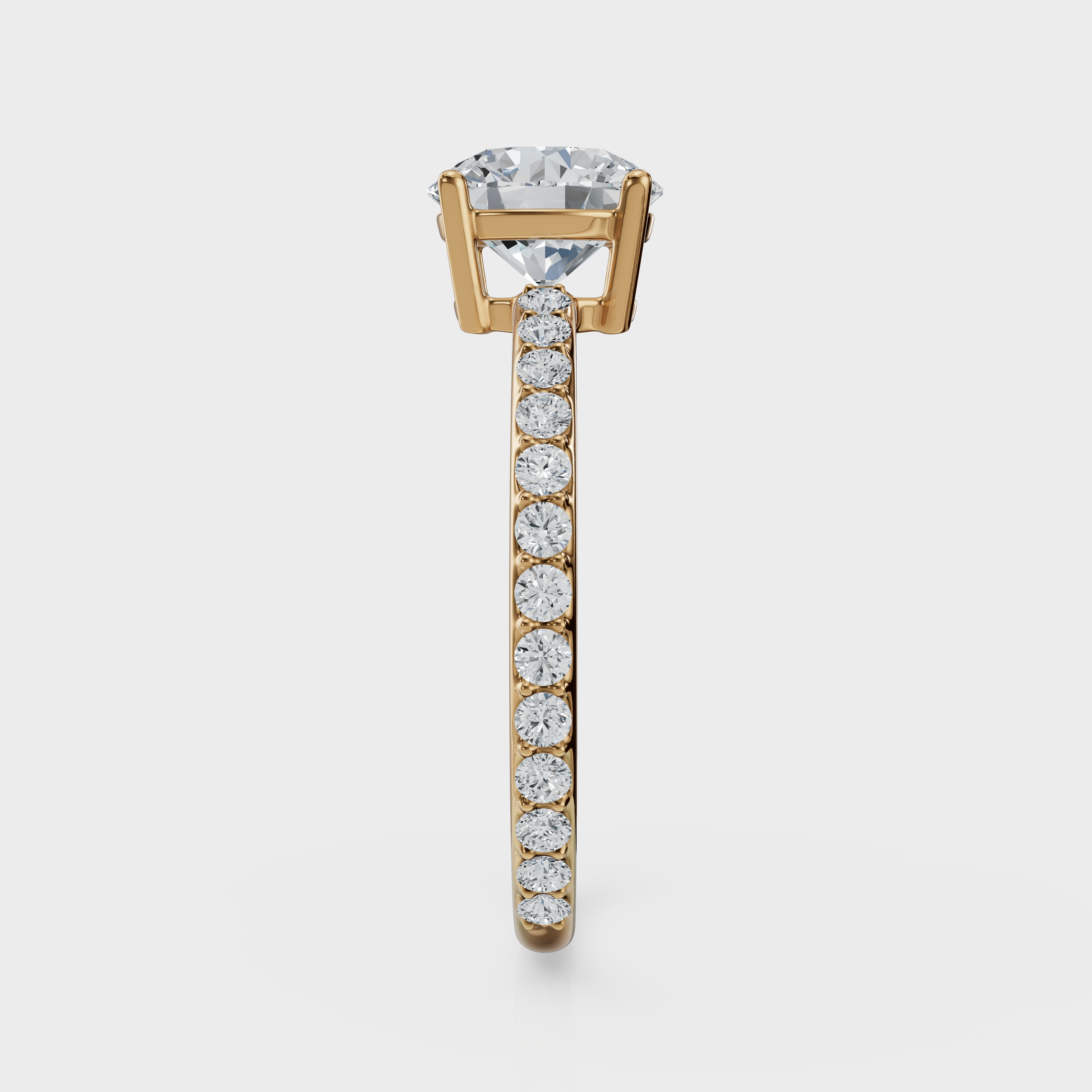 Round Cut with Pavé Band Ring– Diamonds