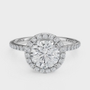 Round Cut Halo with Pavé Band Ring– Diamonds