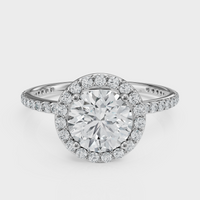 Round Cut Halo with Pavé Band Ring– Diamonds