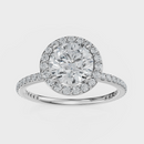 Round Cut Halo with Pavé Band Ring– Diamonds