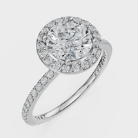 Round Cut Halo with Pavé Band Ring– Diamonds