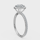 Round Cut Halo with Pavé Band Ring– Diamonds