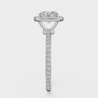 Round Cut Halo with Pavé Band Ring– Diamonds