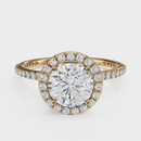 Round Cut Halo with Pavé Band Ring– Diamonds
