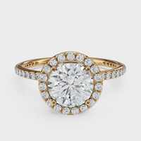 Round Cut Halo with Pavé Band Ring– Diamonds