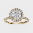 Round Cut Halo with Pavé Band Ring– Diamonds