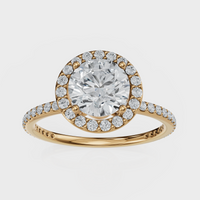 Round Cut Halo with Pavé Band Ring– Diamonds